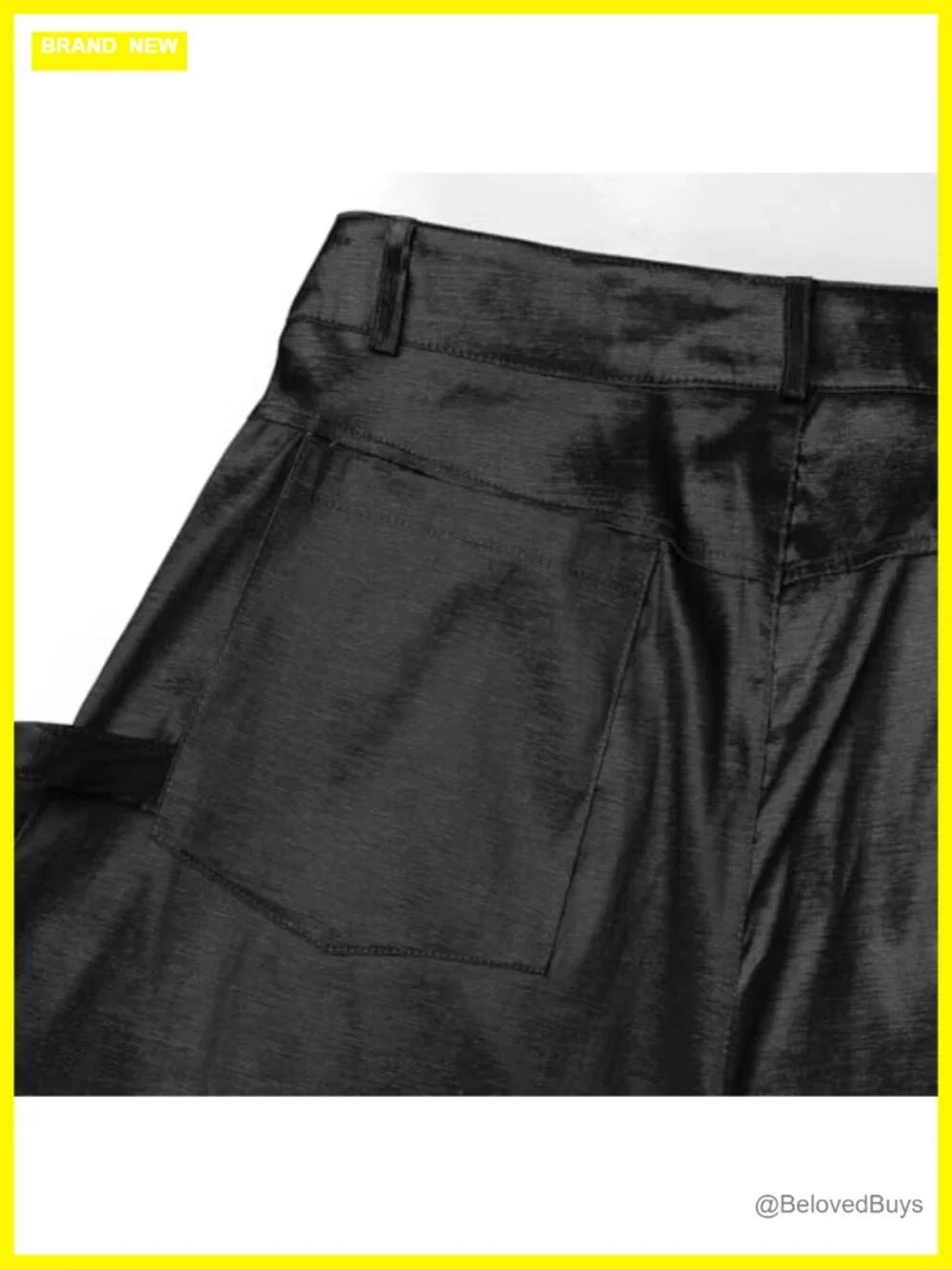 High Rise Wide Leg Satin Cargo Pants with Pockets Y2K Trousers